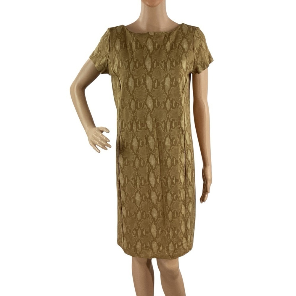Lauren Ralph Lauren Snake Print Shift Dress Tan Medium